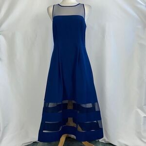 That Look Navy Midi w/ Sheer Panels Dress